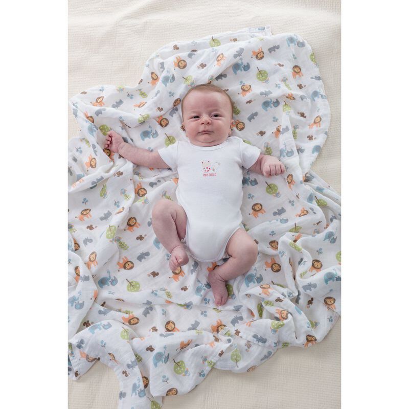 Swaddles Set (2 Pcs) (Animals Print) (Light Grey) image number null